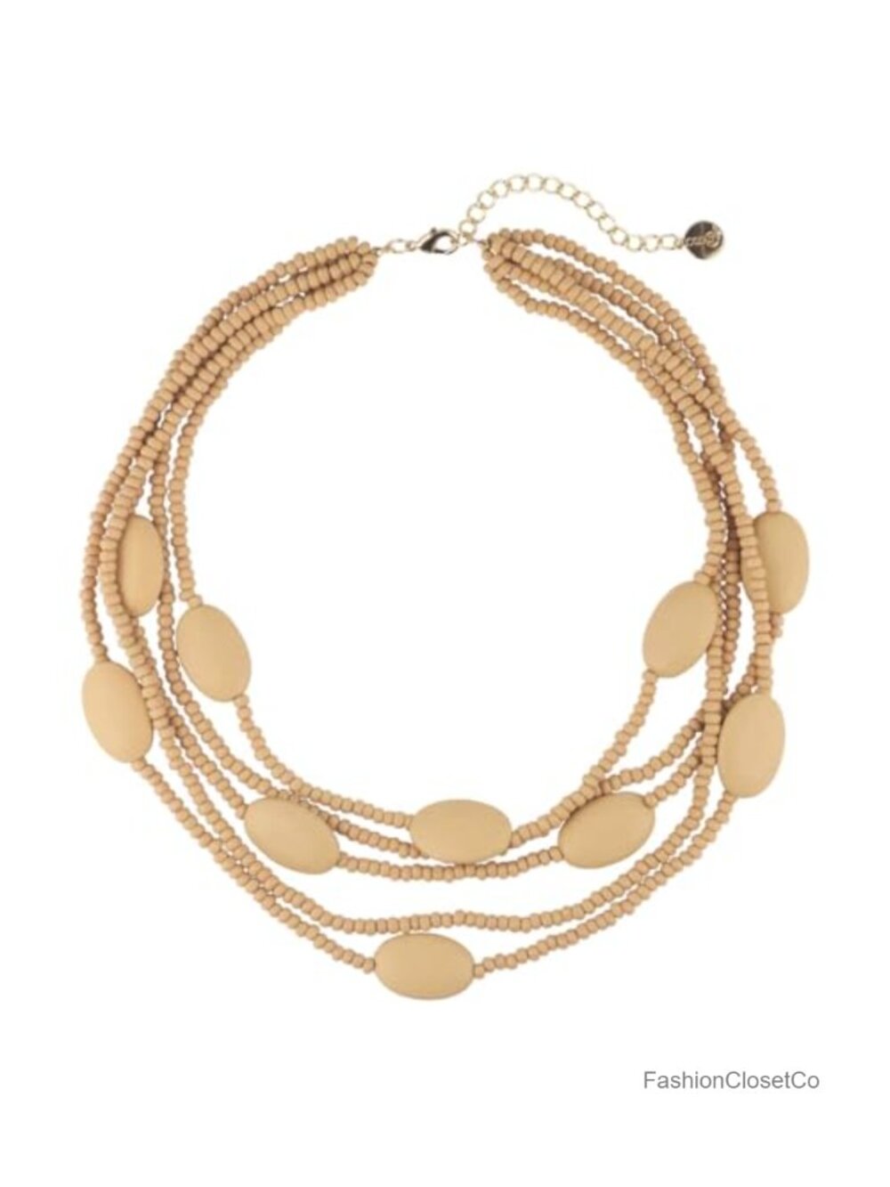 5 Layers Chunky Wood Bead Statement Necklace with Extension Chain Women Boho